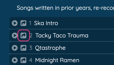 Share icon button in track list